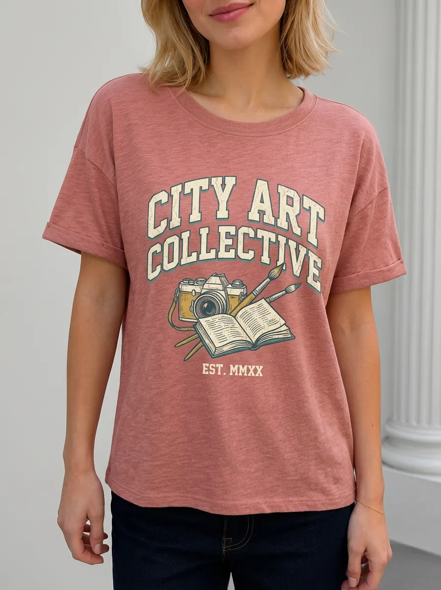 Women's Artist Photographer City Art Collective Printed T-shirt