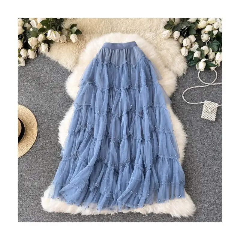 Beaded Hemline Mesh Skirt