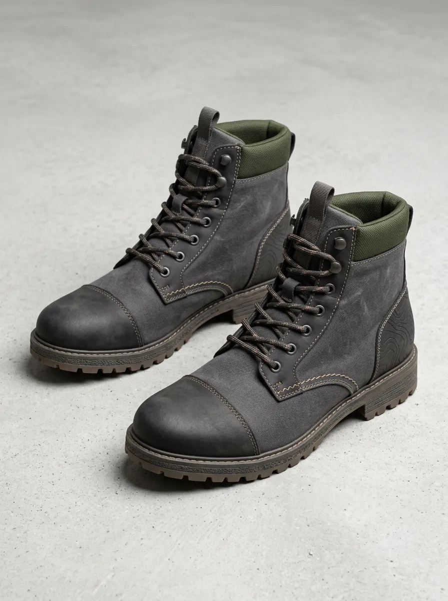 Unisex Classic Outdoor Enthusiast Topographic Pattern Print Work Boots