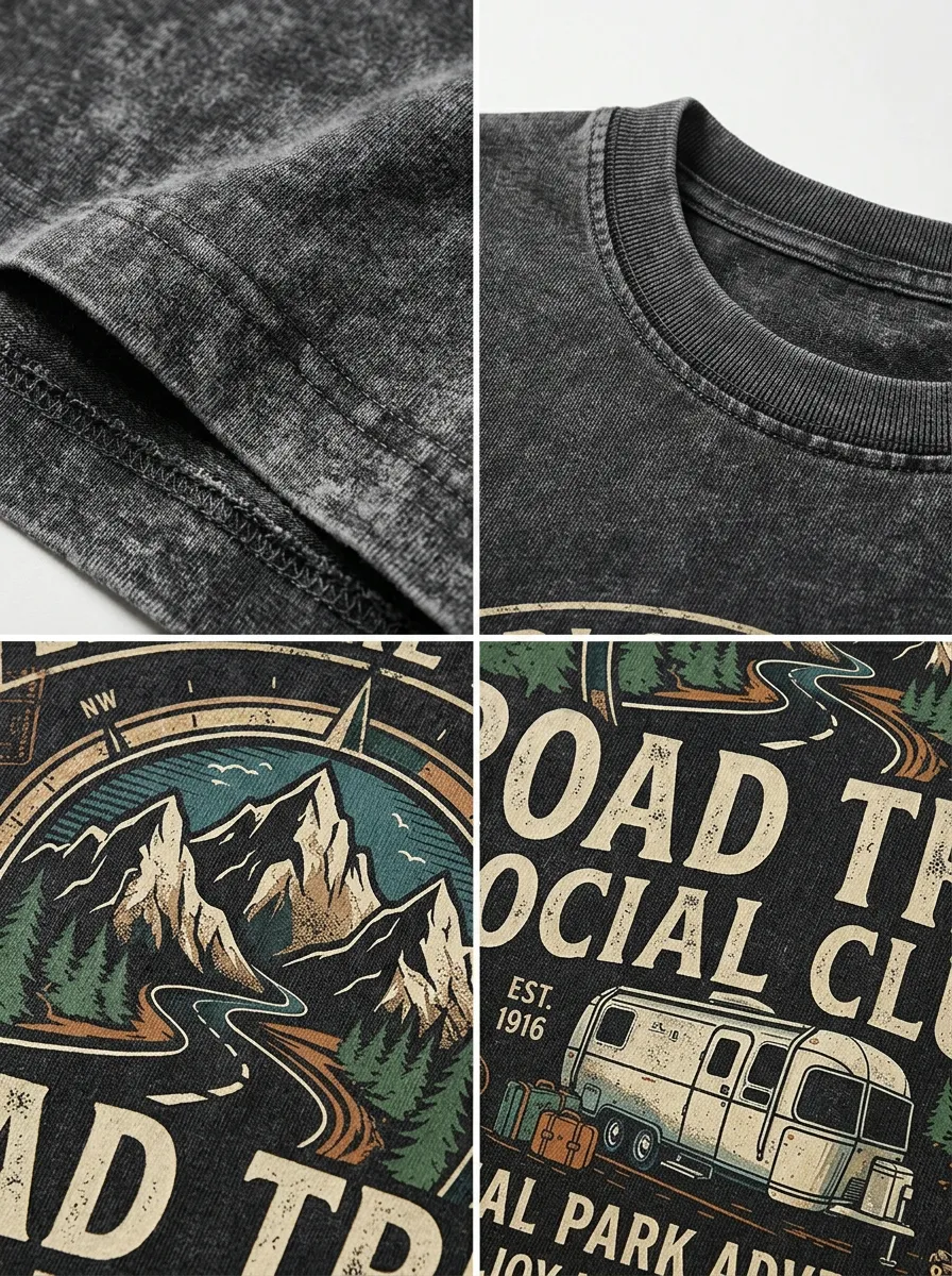 Unisex Road Trip Adventure Mountain Camper Printed T-shirt
