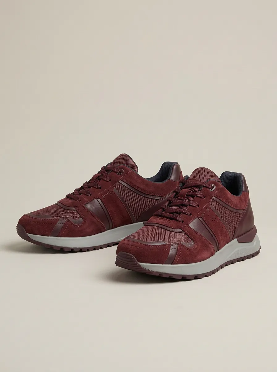 Graphic Panel Layered Mesh-Panel Sneakers