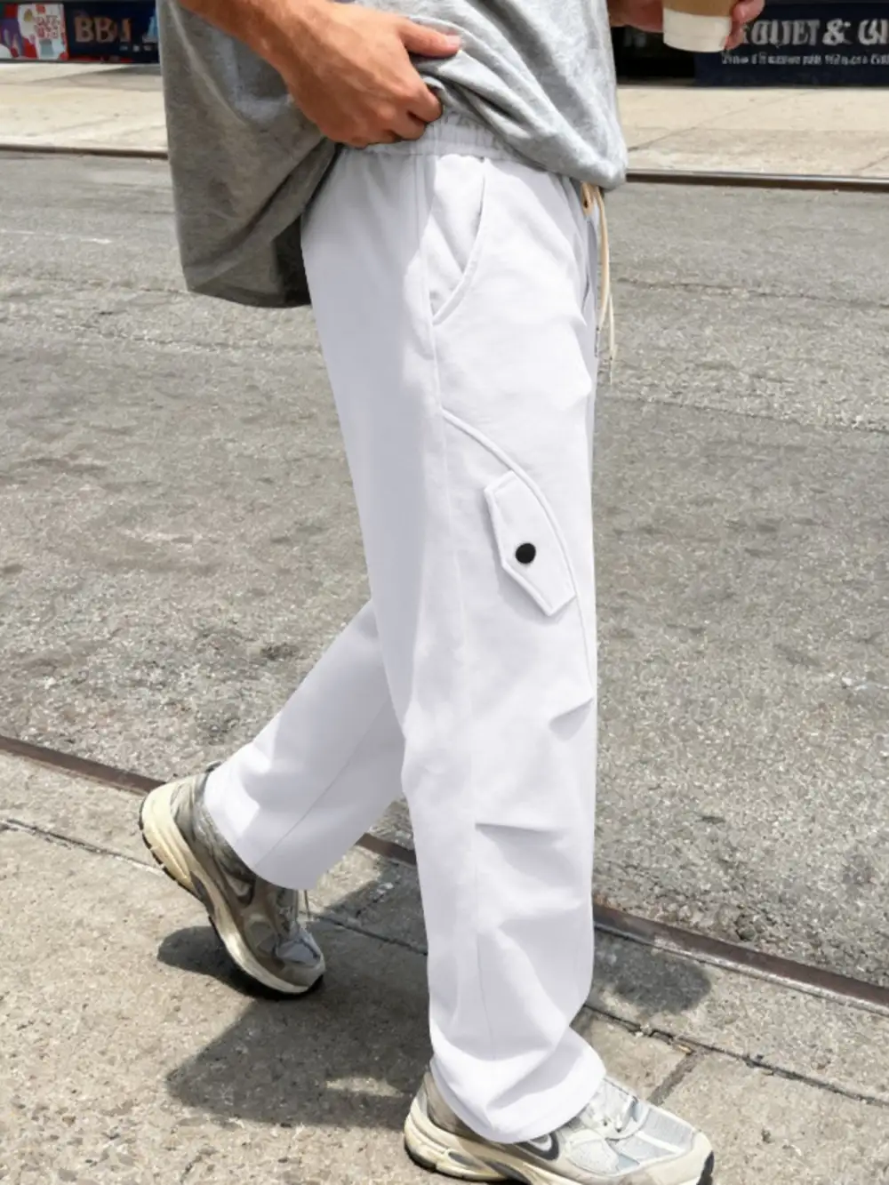 Men's Full Size Casual Cargo Pants with Drawstring