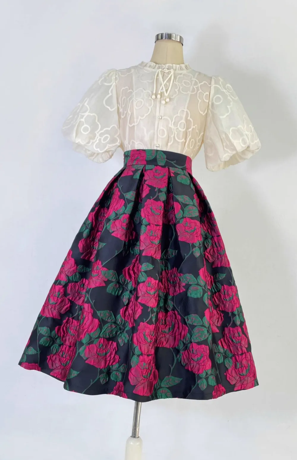 Easy Embroidered High Waist Skirt