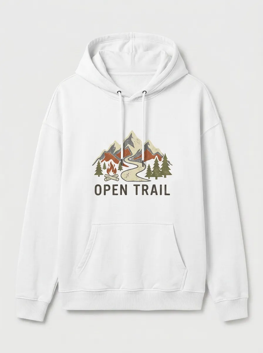 Unisex Open Trail Camping Mountain Printed Hoodie