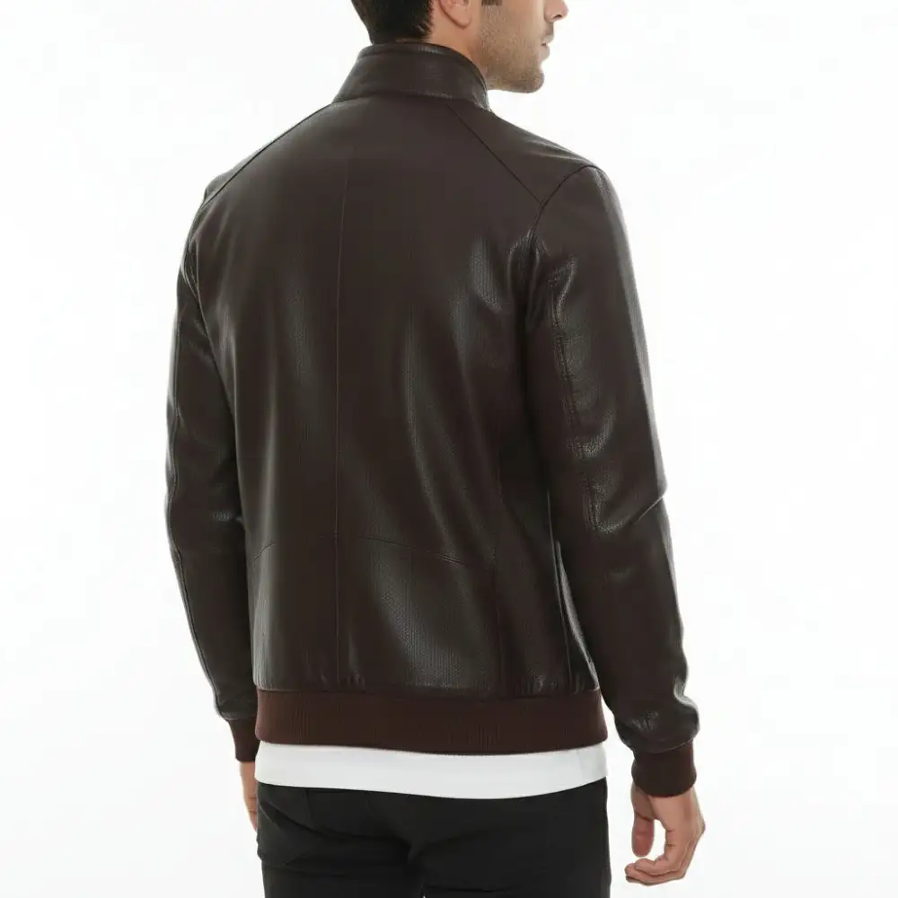 Refined Leather Biker Motorcycle Cafe Racer Jacket