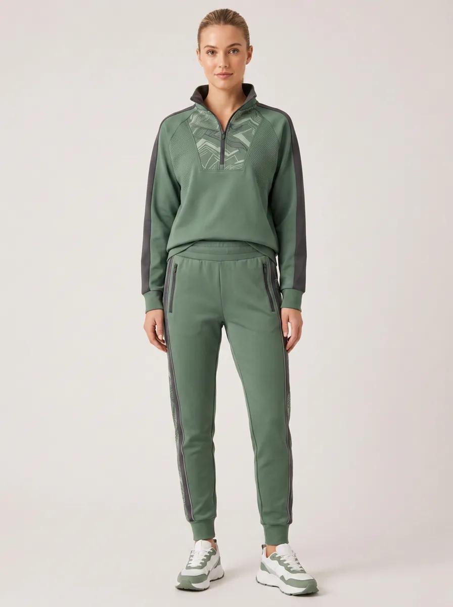 Women's Activewear Geometric Pattern Printed Tracksuit
