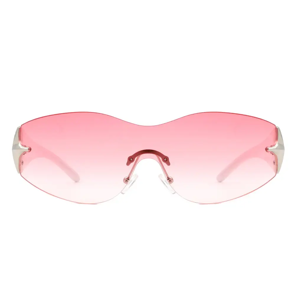 Rimless Sleek Double Star Shield Sunglasses