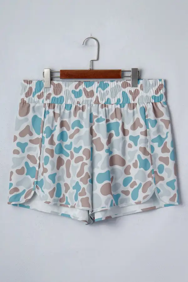 Multicolour Plus Size Camouflage Elastic Waist