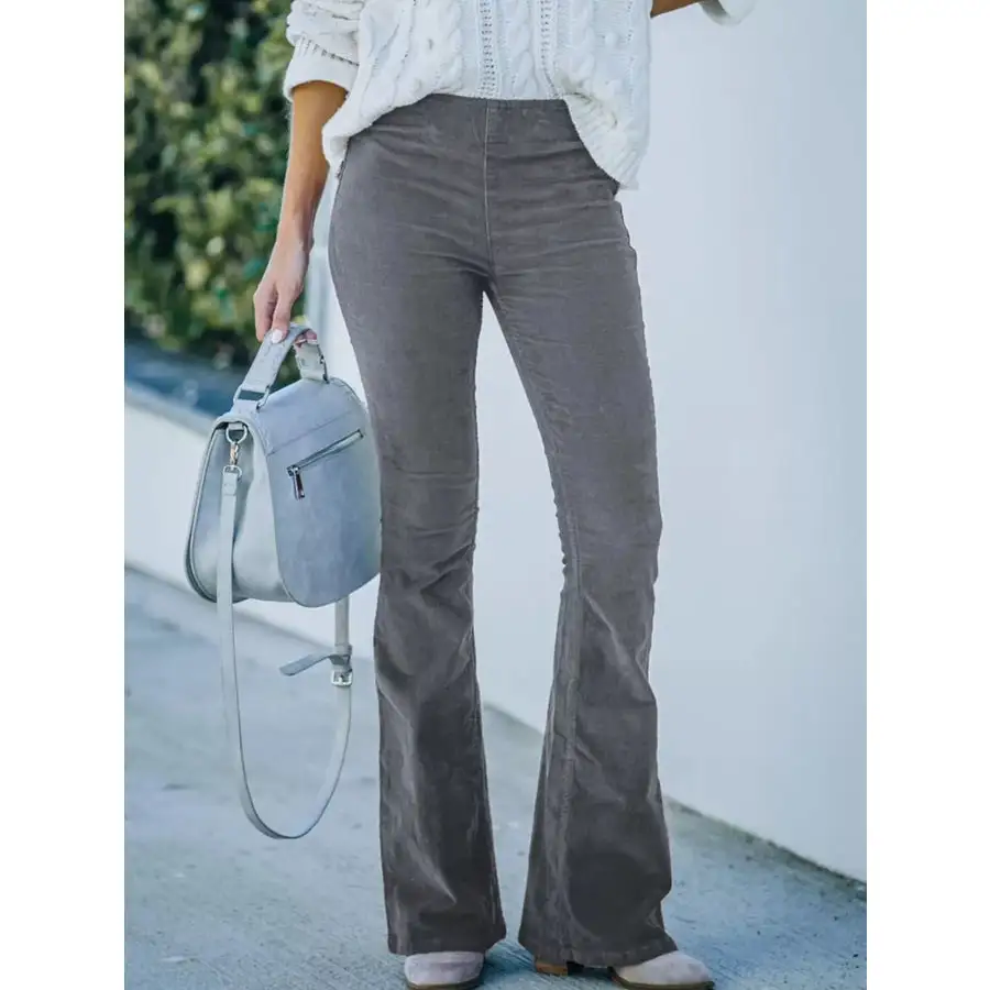Full Size Corduroy Flare Pants Plus Size