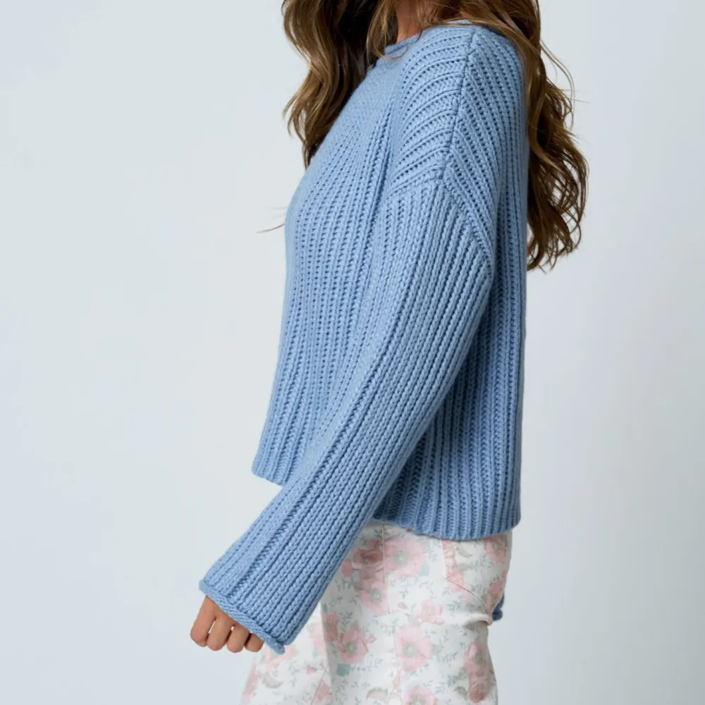 Roll-Up Raw Edge Sweater