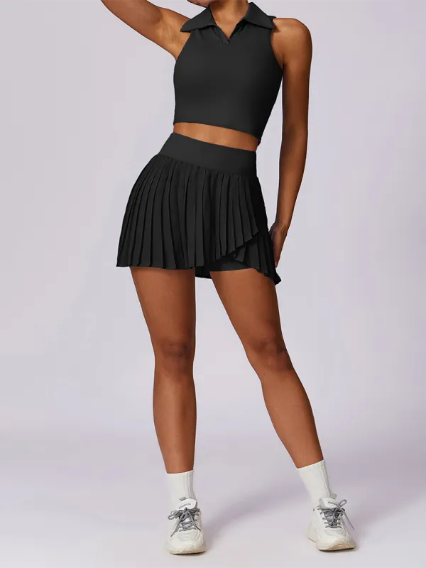 Open Pleated Knit Skirt