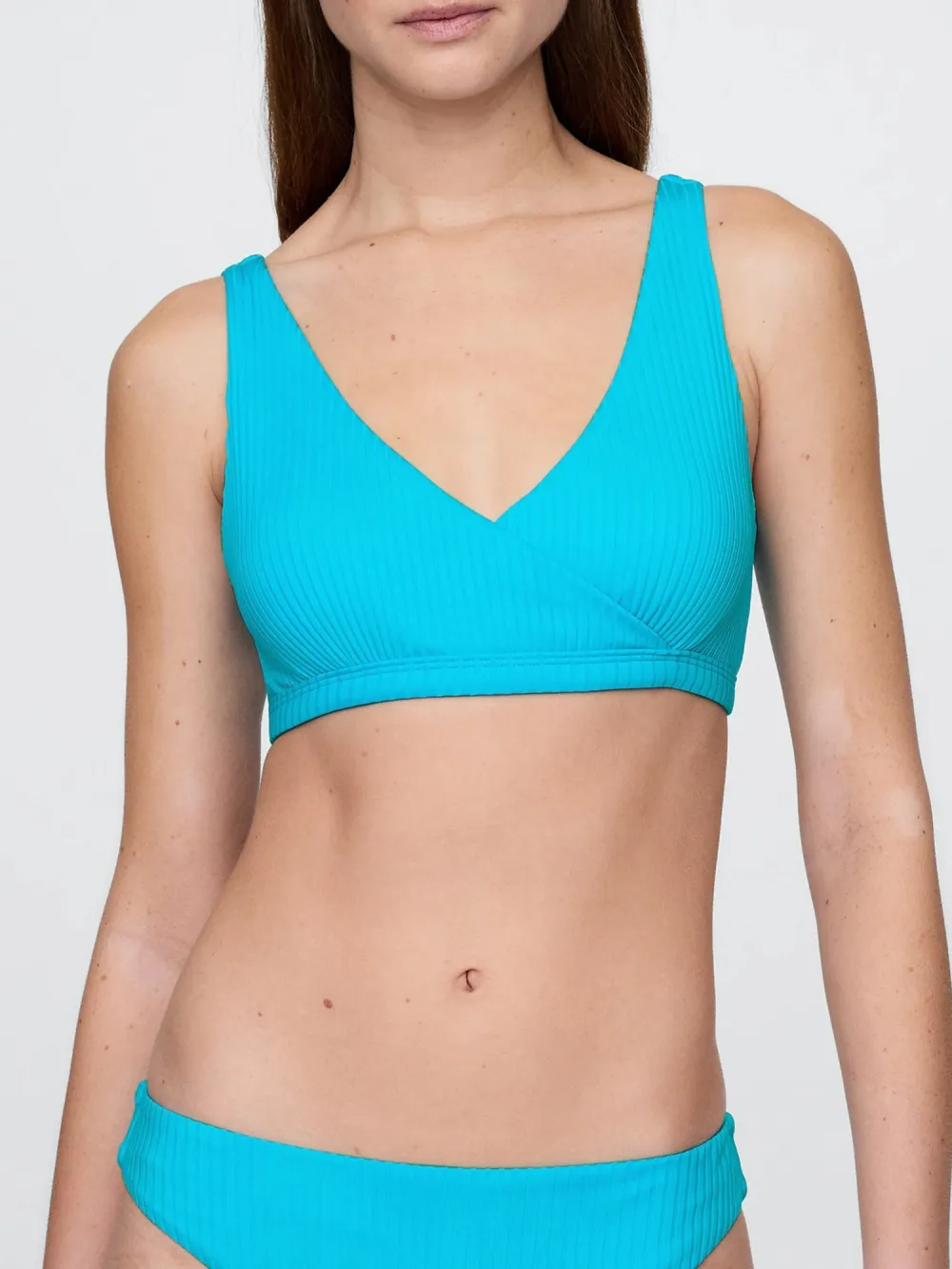 Solid Color V-Neck Bikini Top