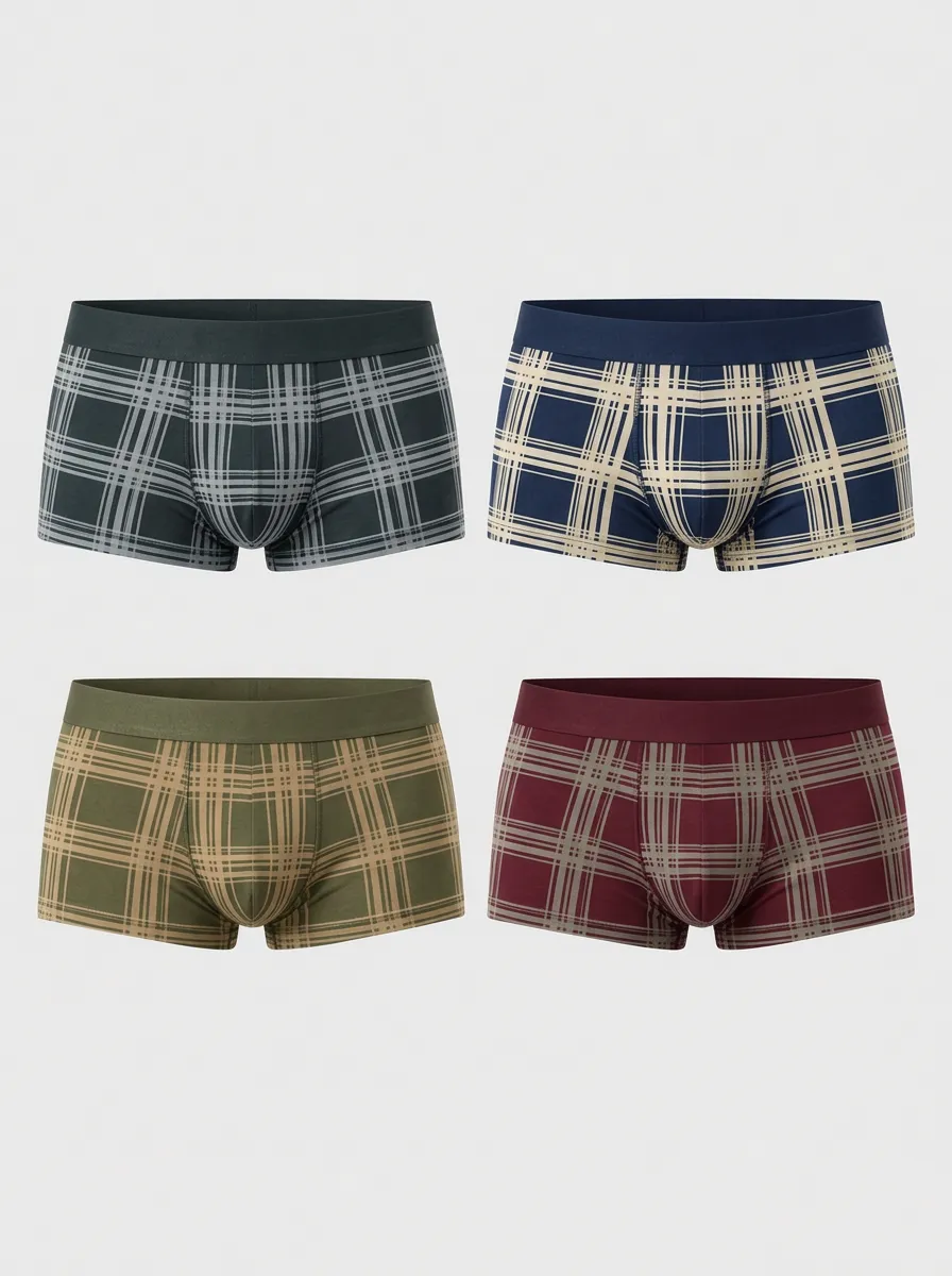 Men's Field Plaid Pattern Multi-Pack Printed Boxer Briefs