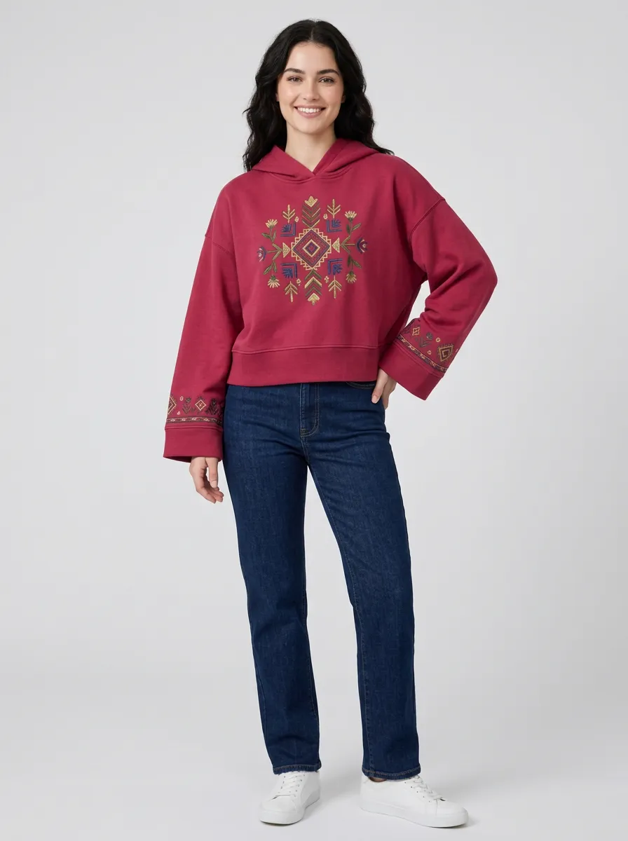 Women's Artful Floral Boho Geometric Graphic Hoodie