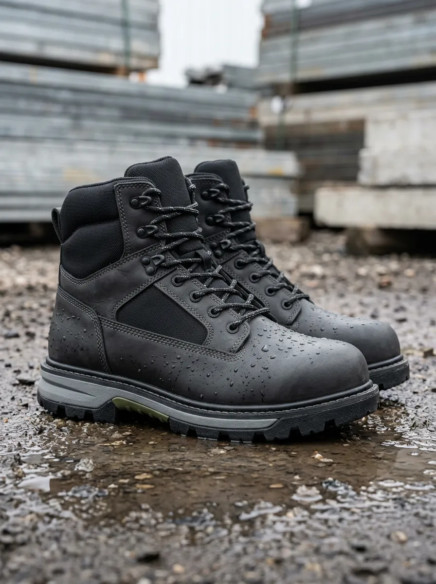 Industrial Tactical Leather-Look Men's Waterproof Work Boots