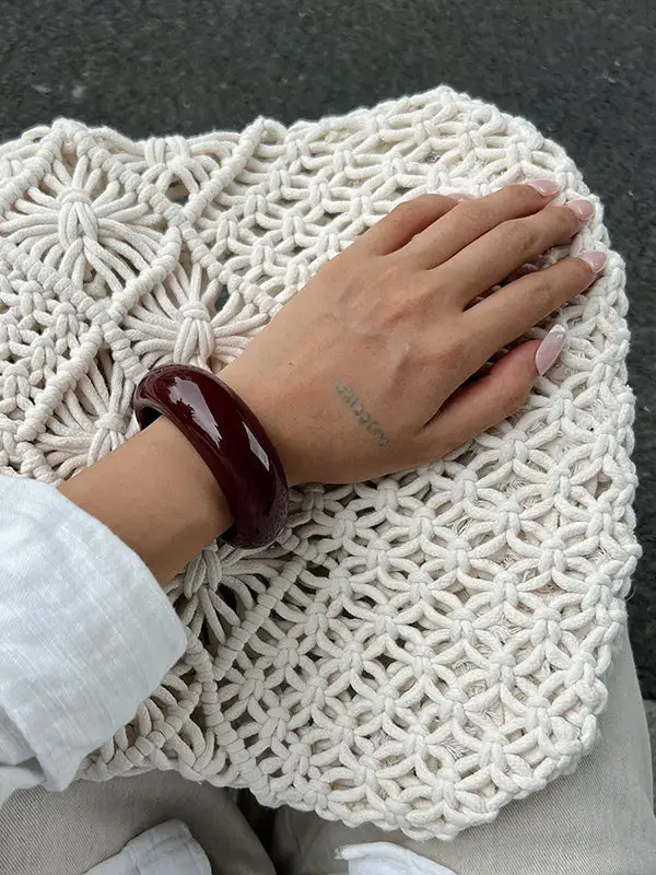 Geometric Resin Polished Statement Bracelet And Ring Set