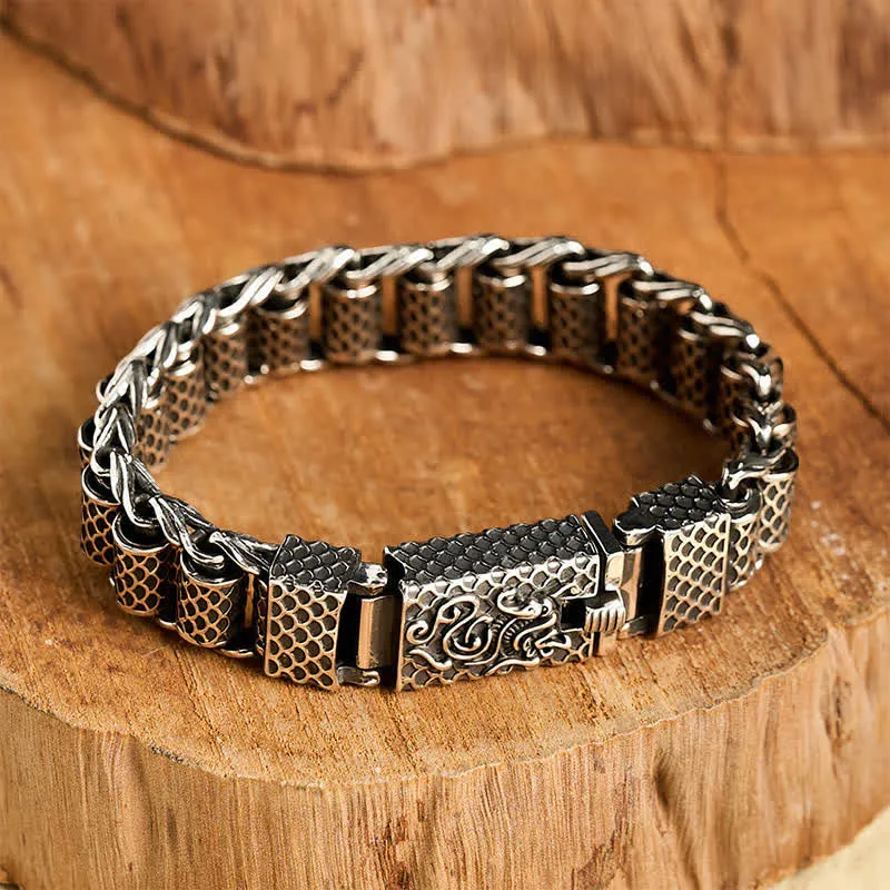 Copper Dragon Chain Link Bracelet