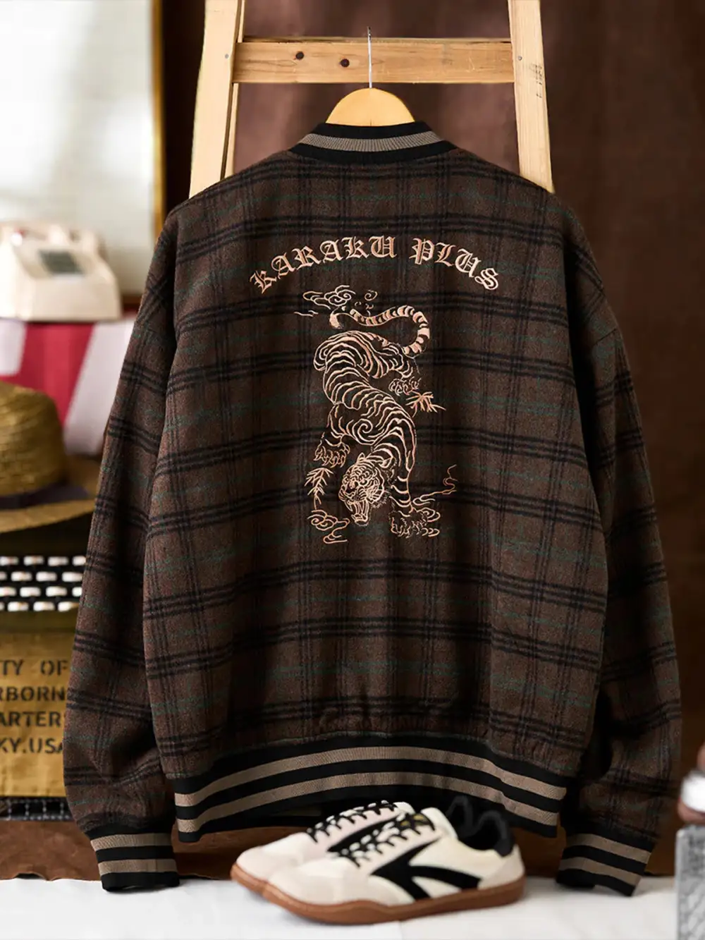 Men's Wool Blend Tweed Varsity Jacket