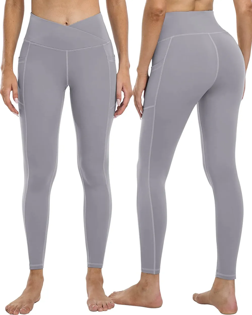 YOUNGCHARM 4 Pack Leggings with Pockets for Women,High Waist Tummy Control Workout Yoga Pants