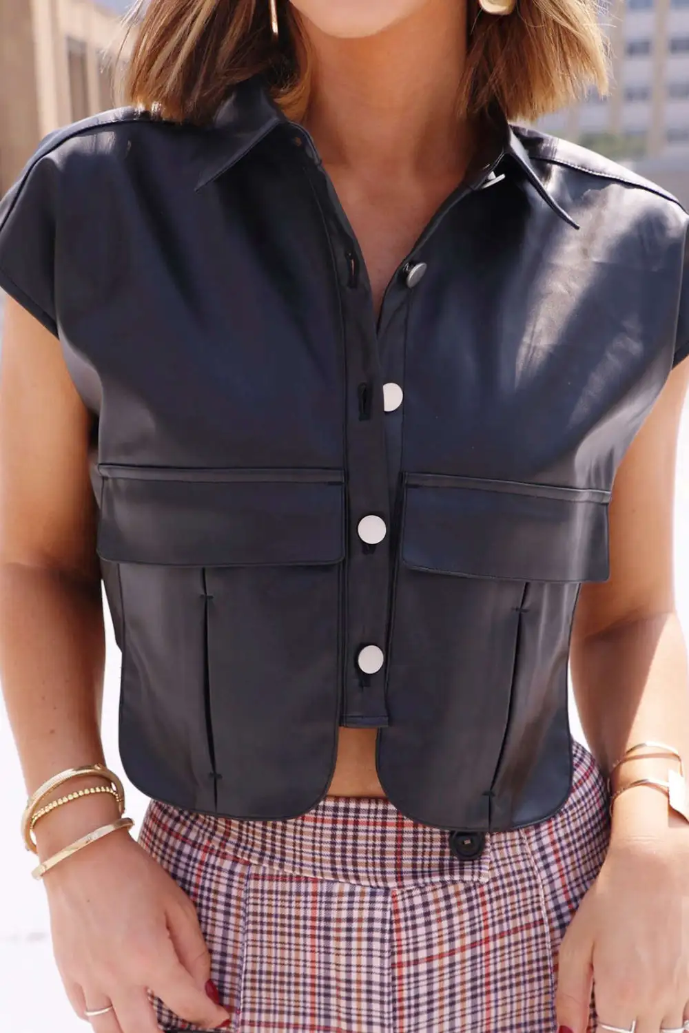 Faux Leather Sleeveless Top