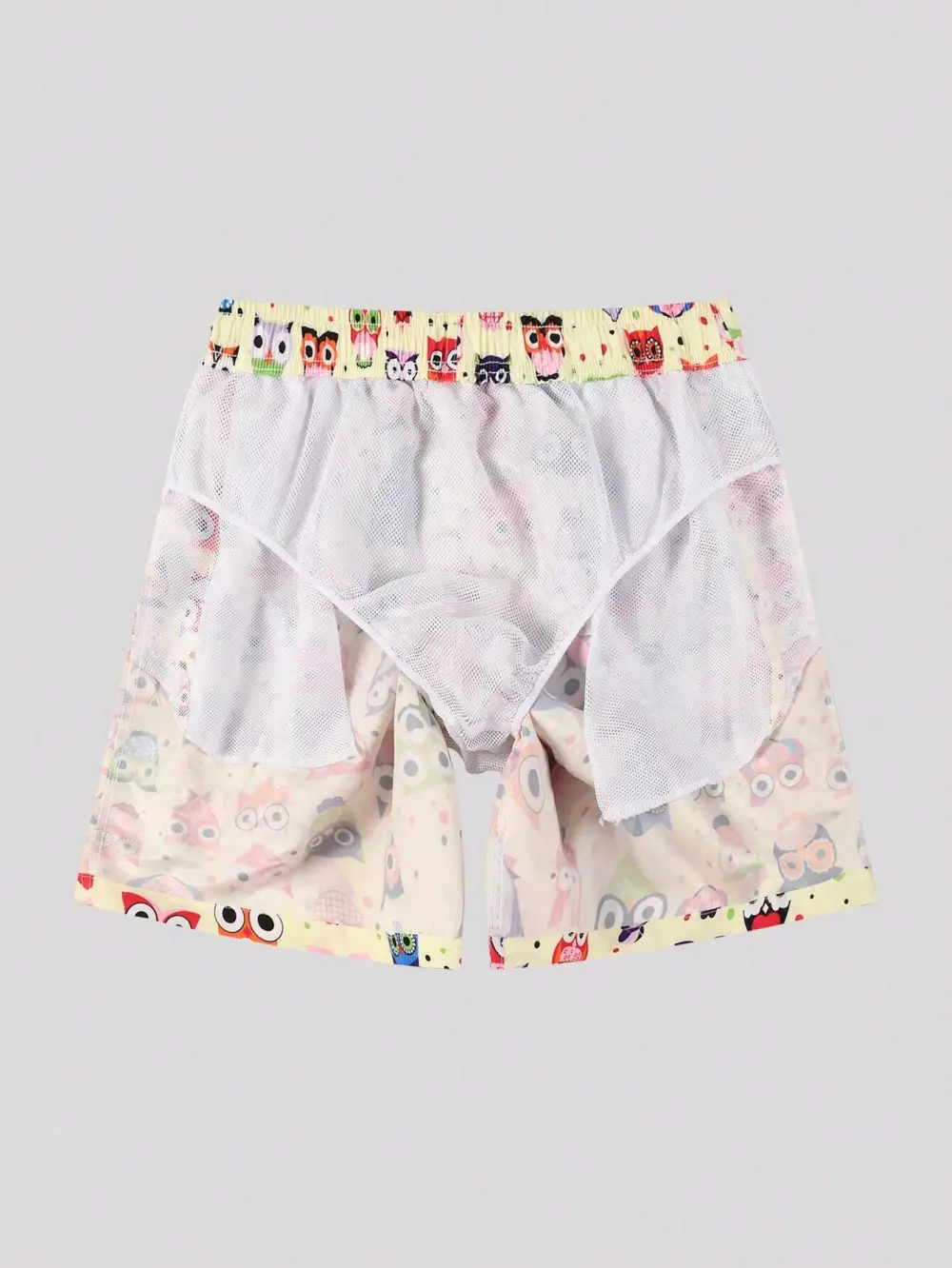 Men's Allover Cartoon Graphic Print Beach Shorts