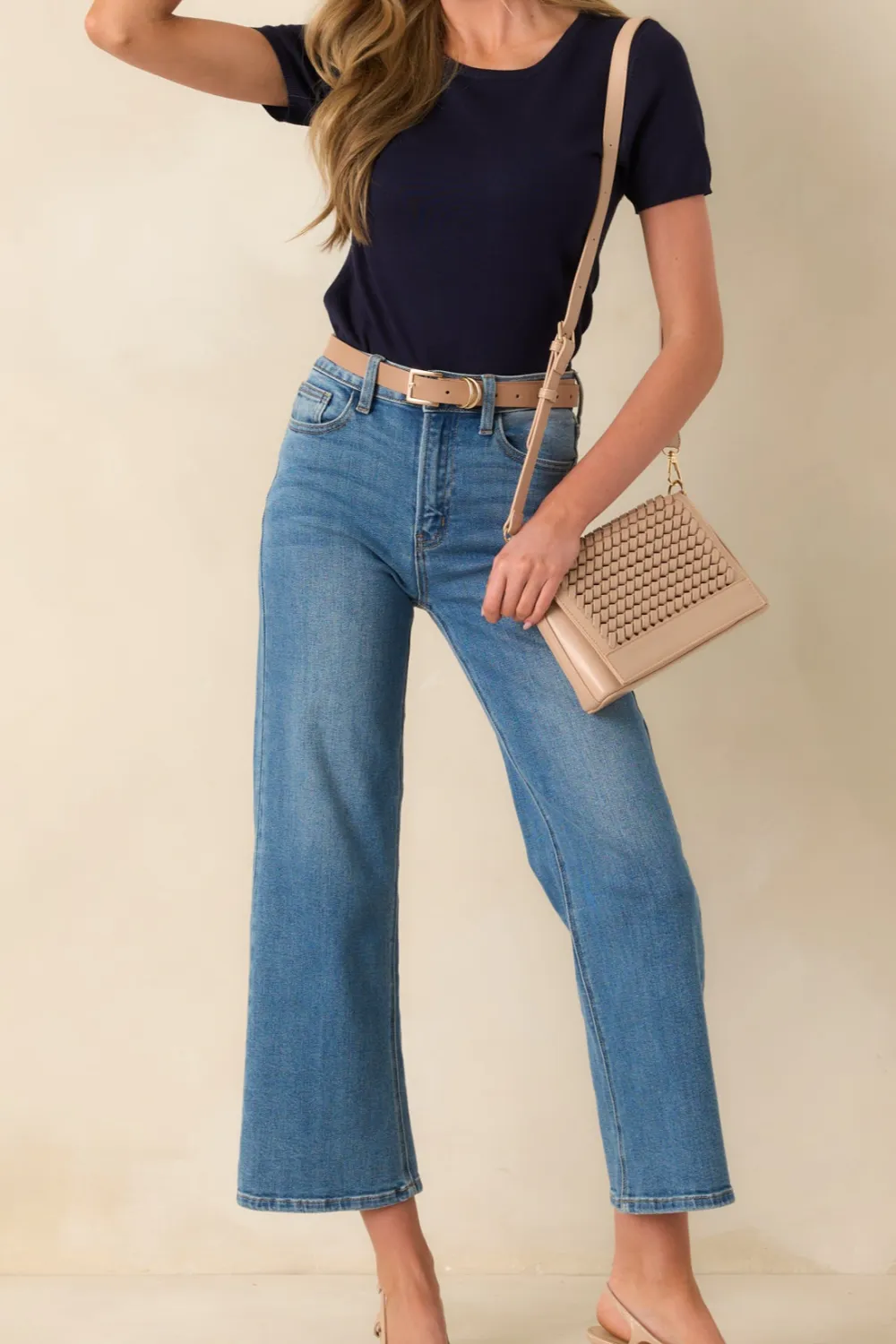 The Clouds Medium Wash Cropped Wide Leg Jeans