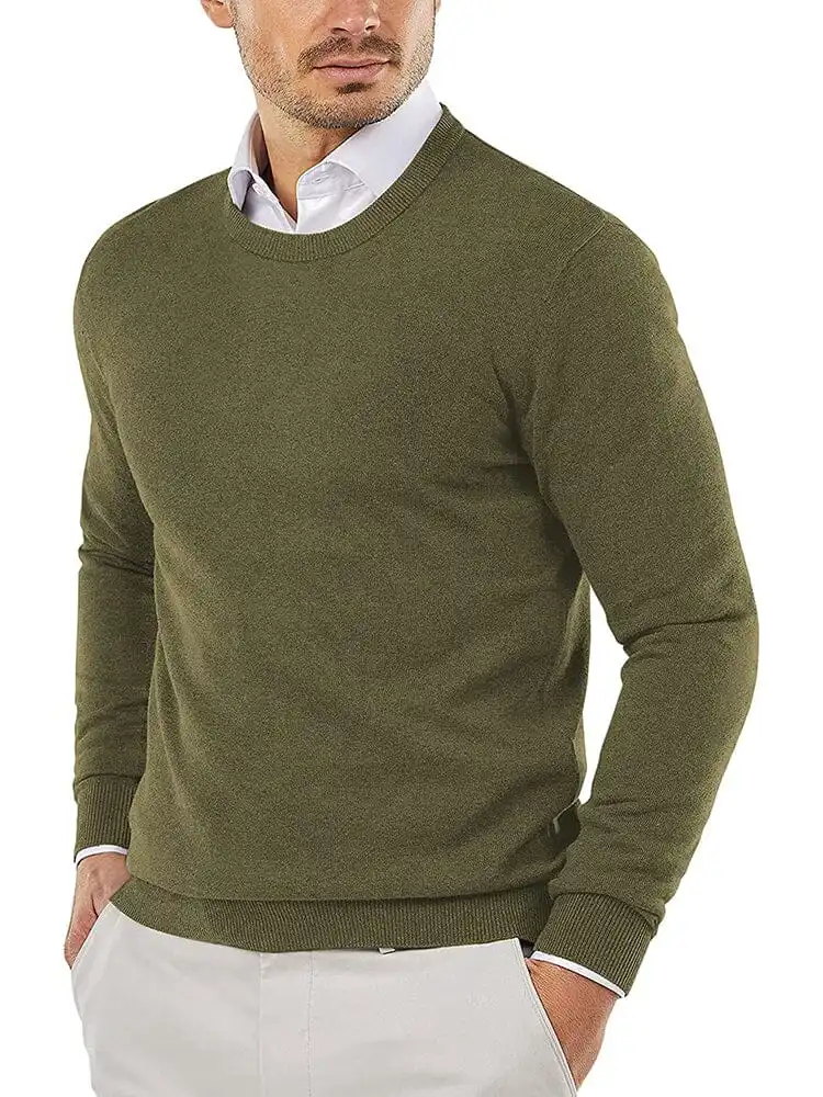 Crew Neck Slim Fit Pullover Knitted Sweater Jeans