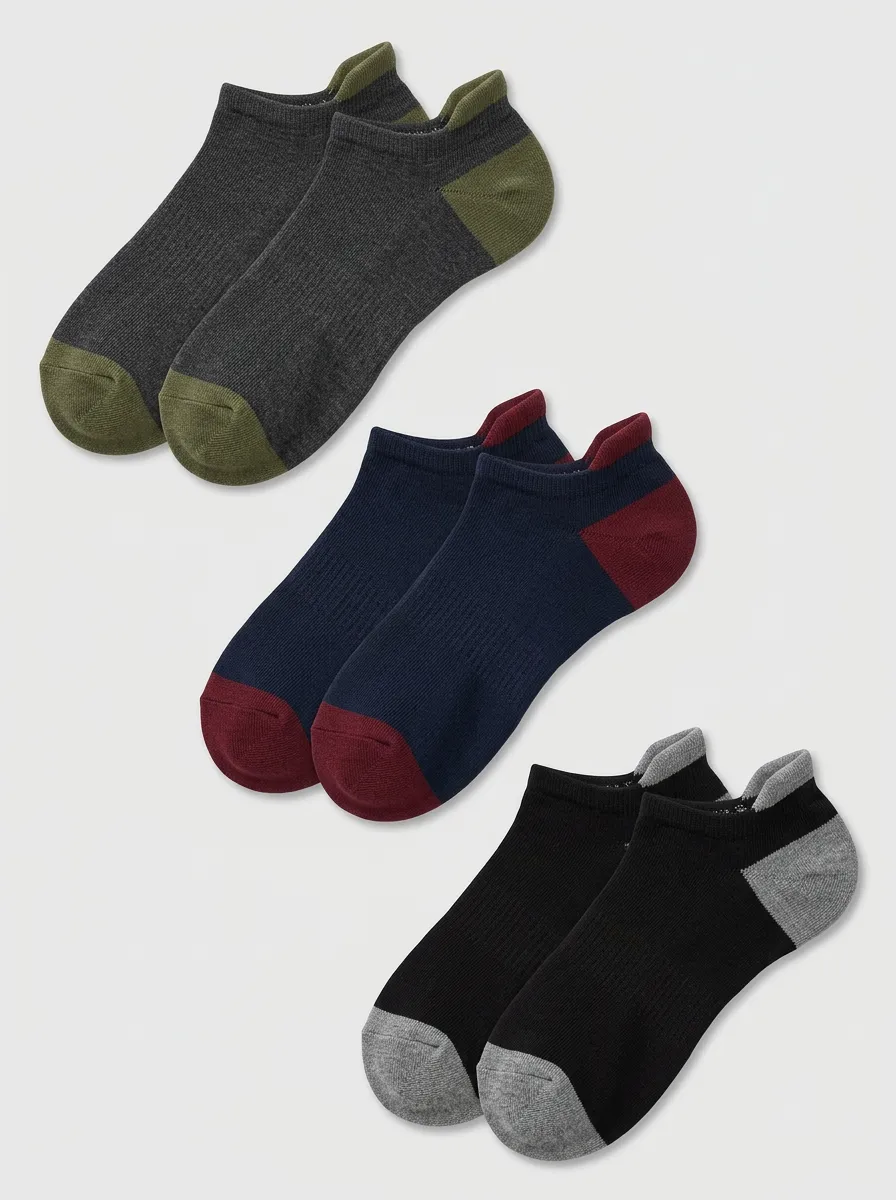 Men's Contrast-Toe Colorblock Ankle Sock Set