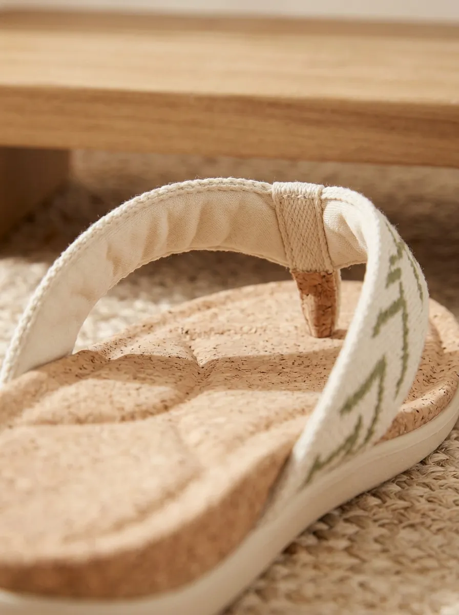 Women's Cork Geometric Flat Flip Flops