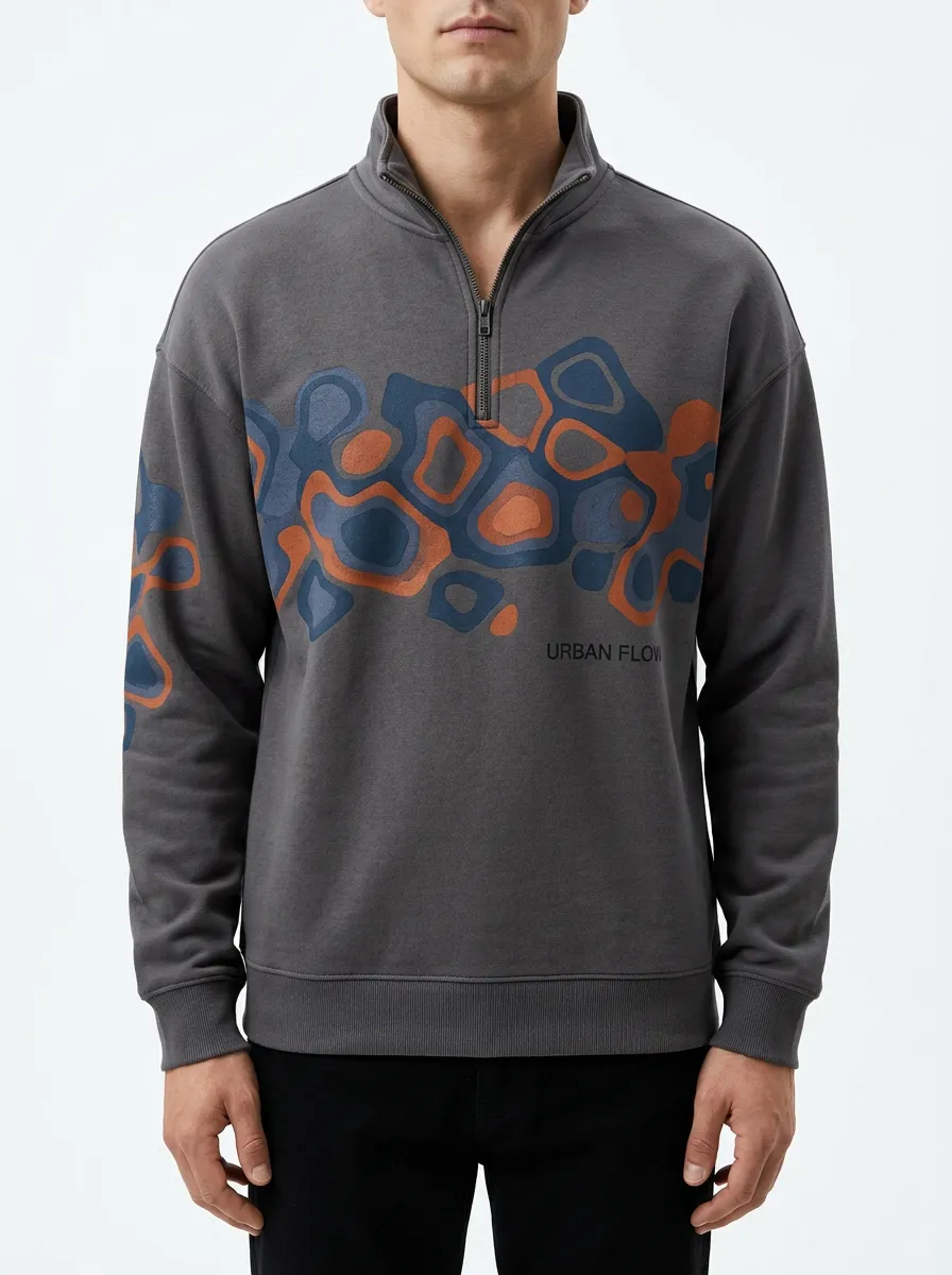 Casual Half-Zip Abstract Men's Half-Zip Sweatshirt