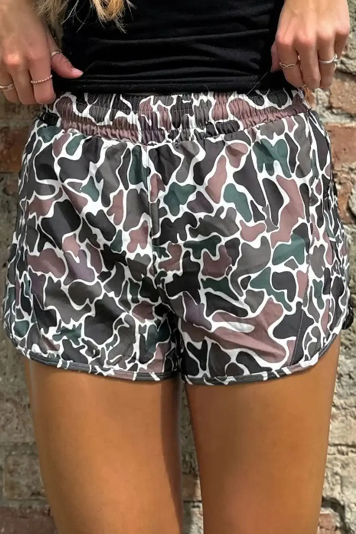 Camouflage Print Athletic Lined Shorts