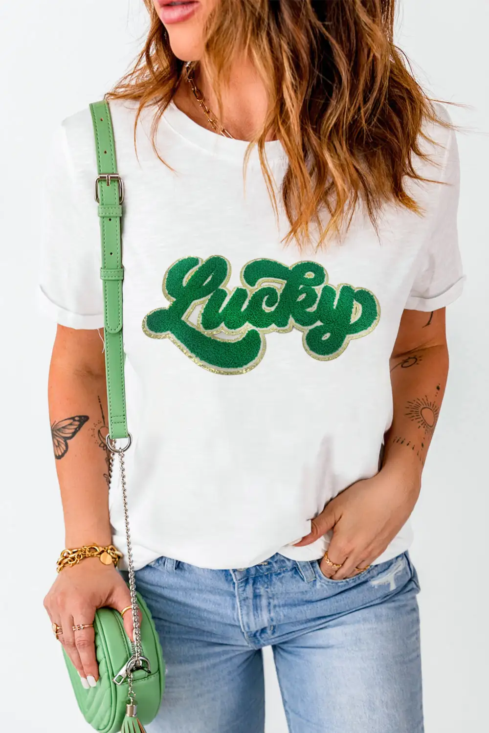 White St. Patrick Lucky Chenille