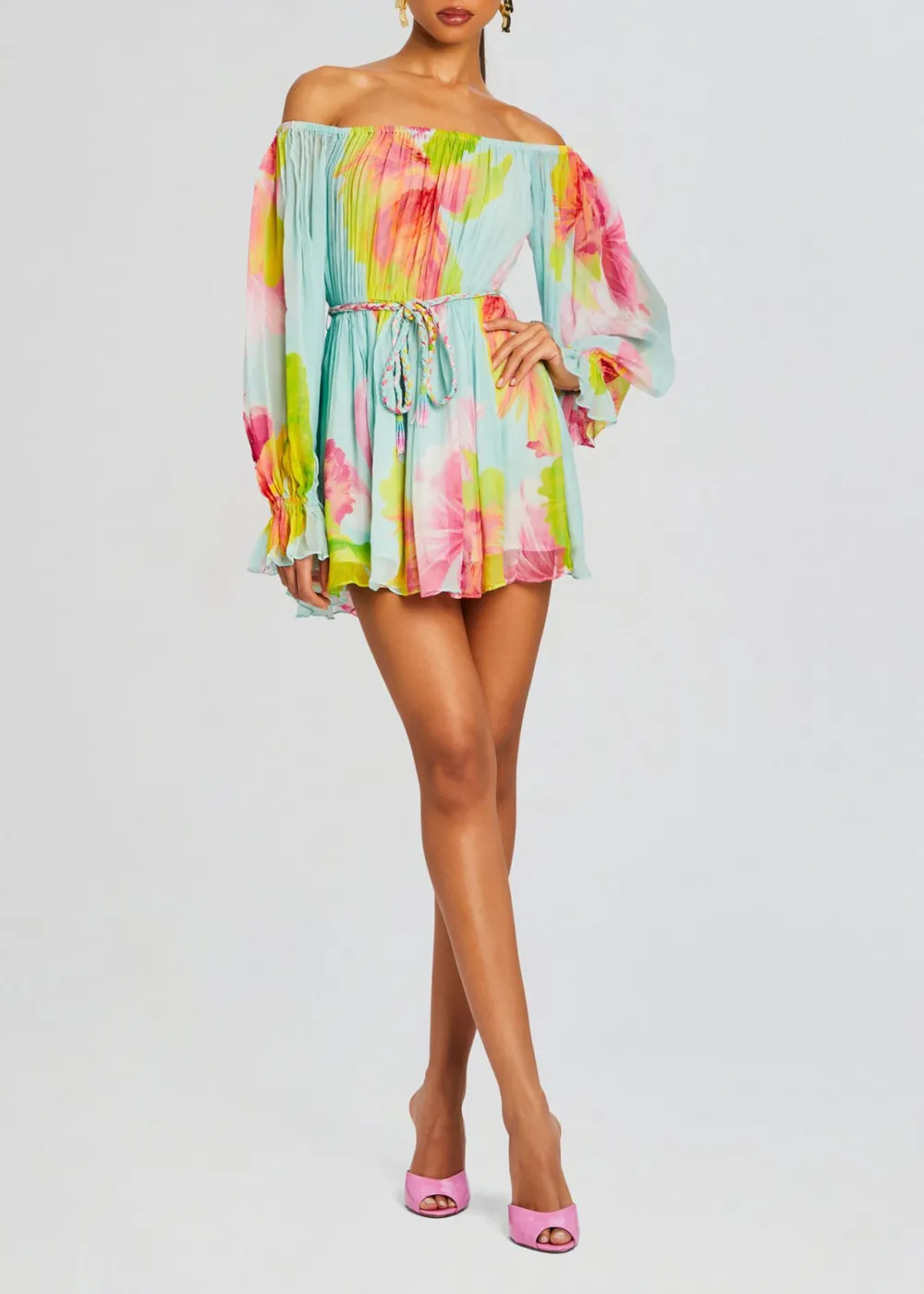 Off The Shoule Colorful Romper