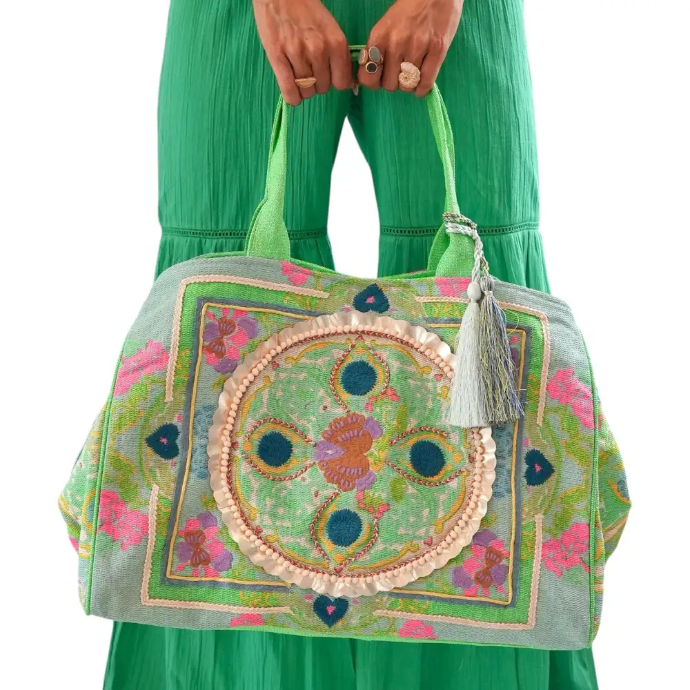 Ocean Embroidered Lurex Boho Bag