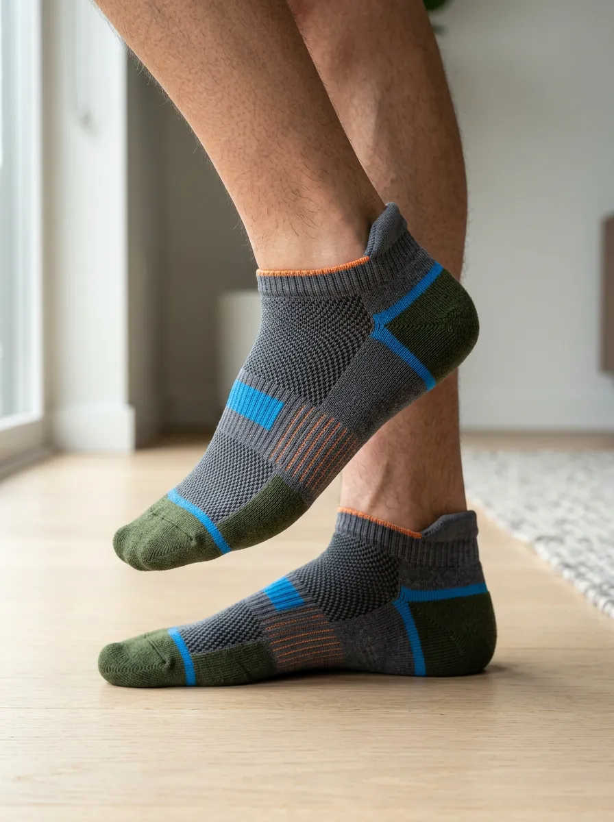 Men's Athletic Performance Colorblock Patterned Ankle Socks