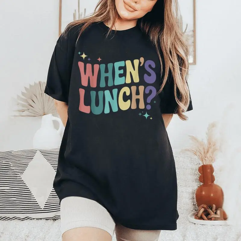 When's Lunch Cooking Lunch Lady Culinary Groovy Women's Oversized Comfort T-Shirt