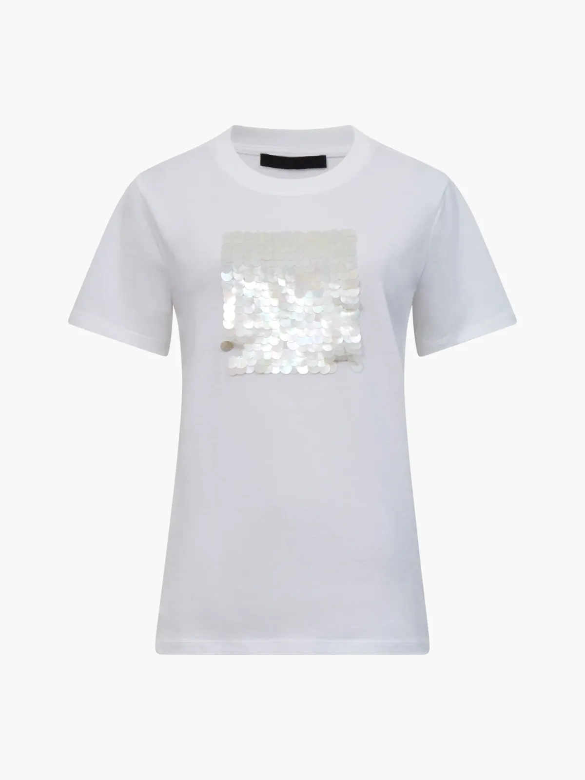 Casual Sequin Design Round Neck Short Sleeves