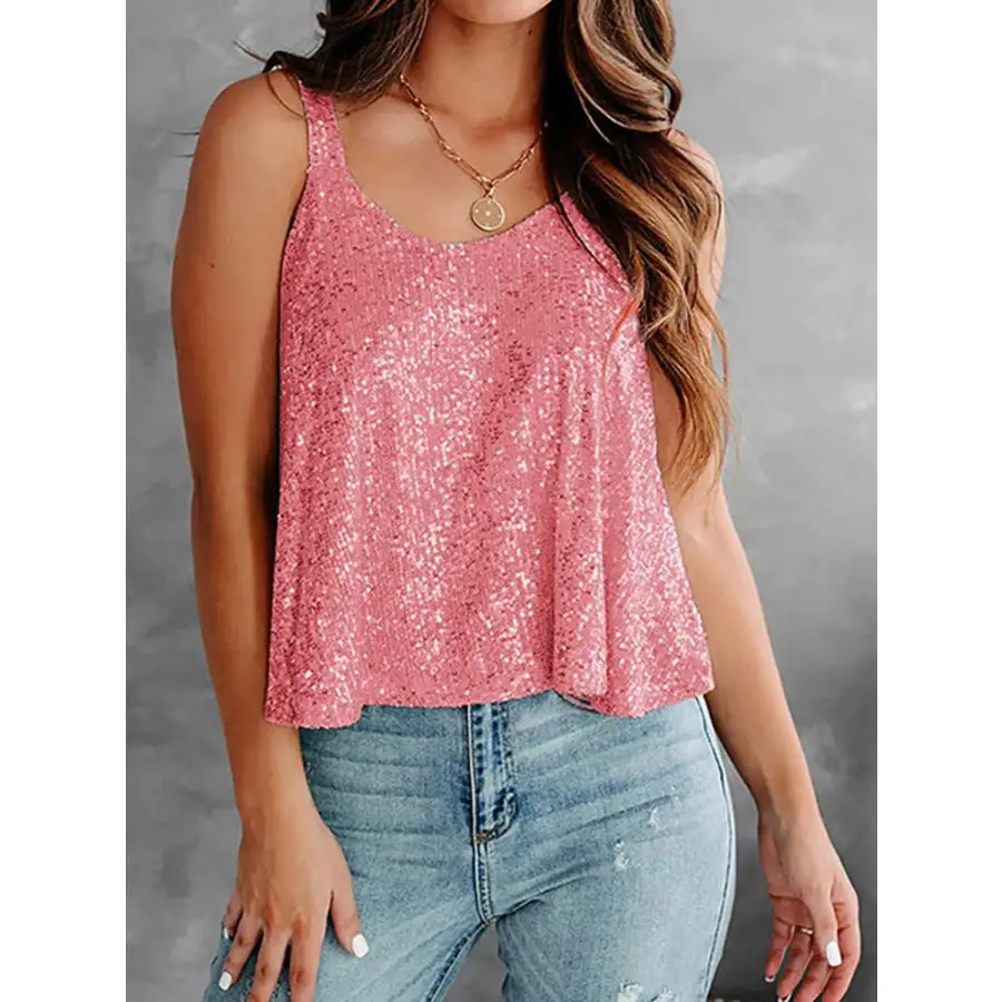 Sequin Scoop Neck Tank