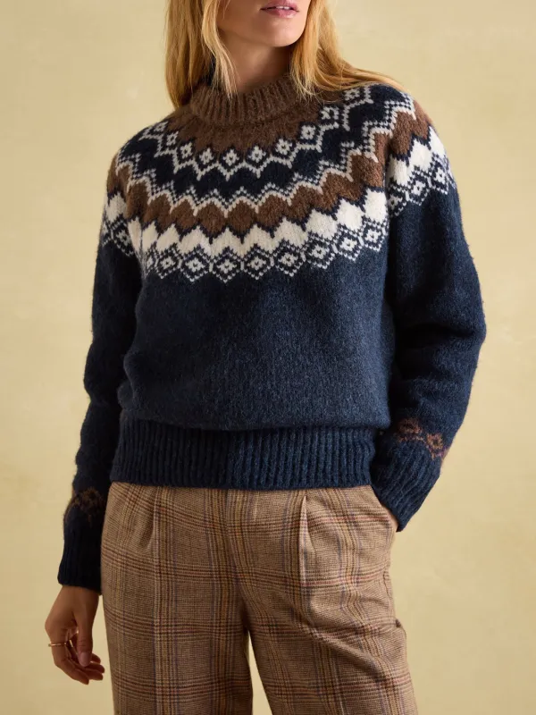 Navy/Camel Fairisle Pattern Jumper