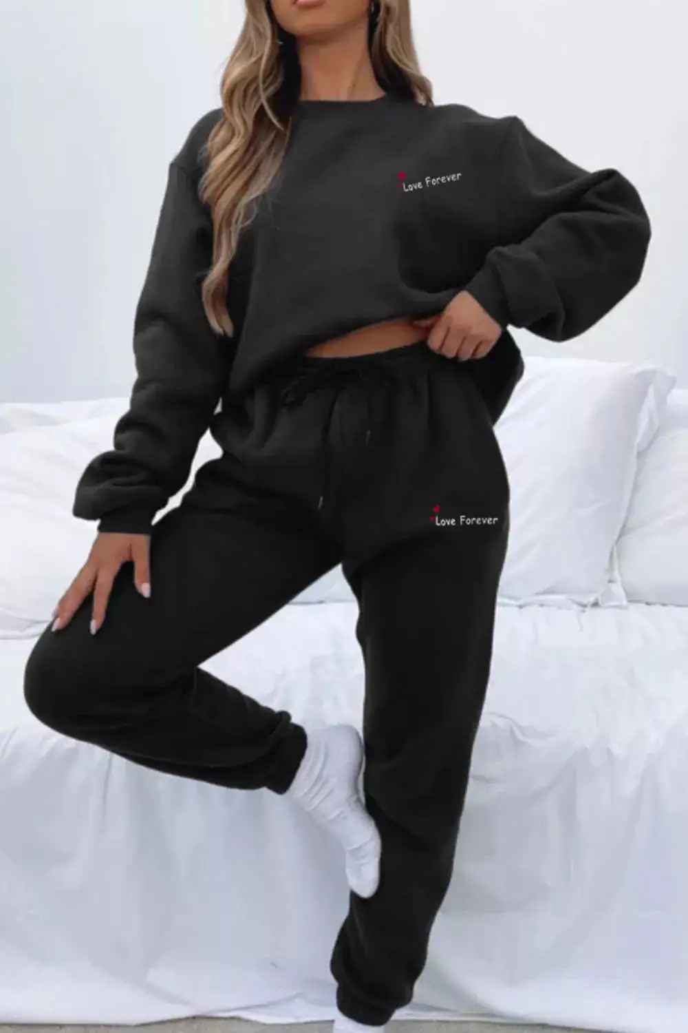 Round Neck Sweatshirt and Joggers Set