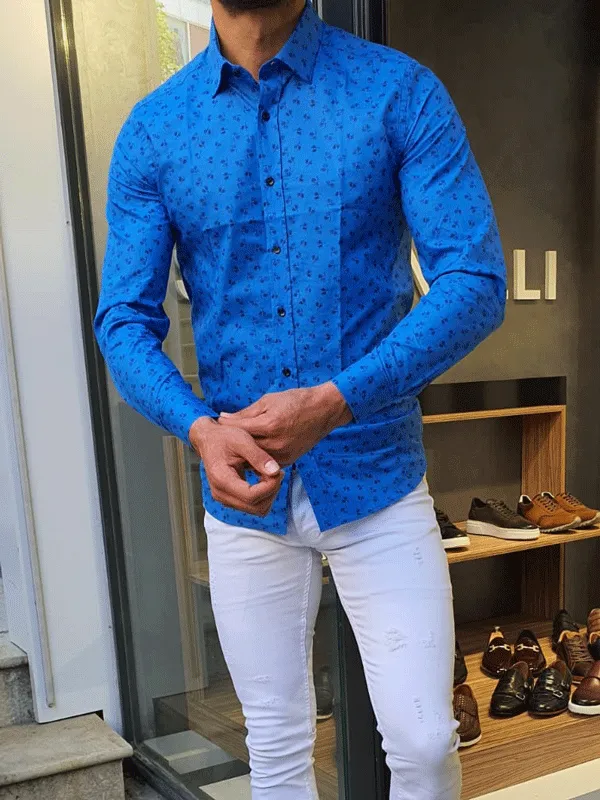 Refined Slim Fit Cotton Floral Print Casual Shirt