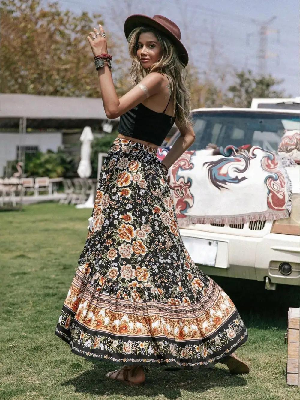 Graceful Printed Boho Skirt