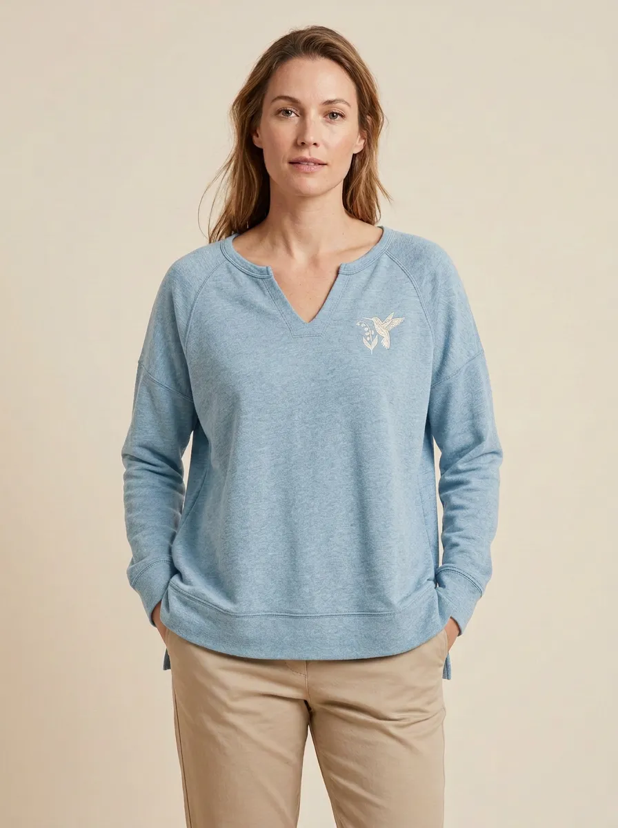 Women's Embroidered Hummingbird Sweatshirt