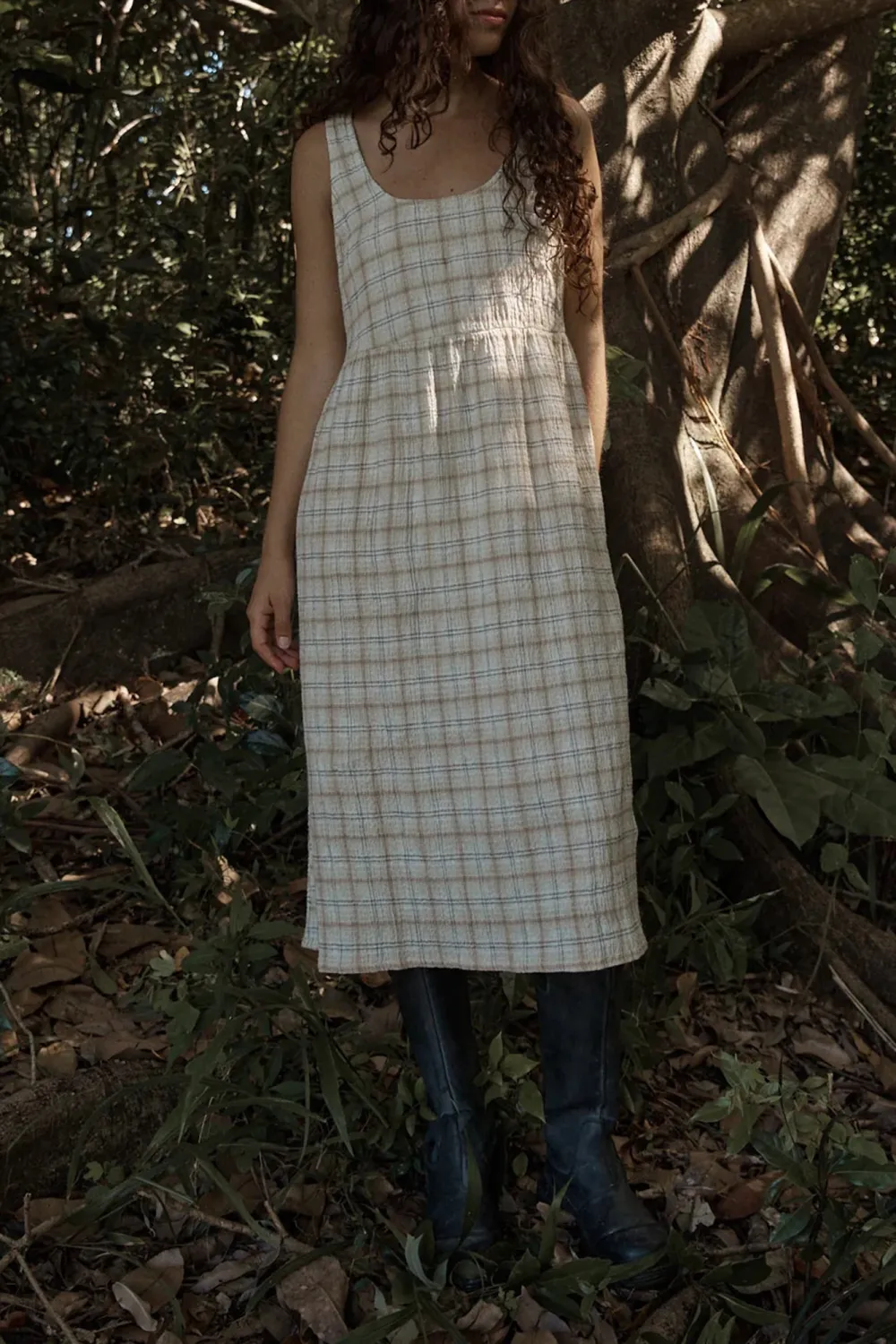 Tank Check Daily Loose Simple Plaid Dresses