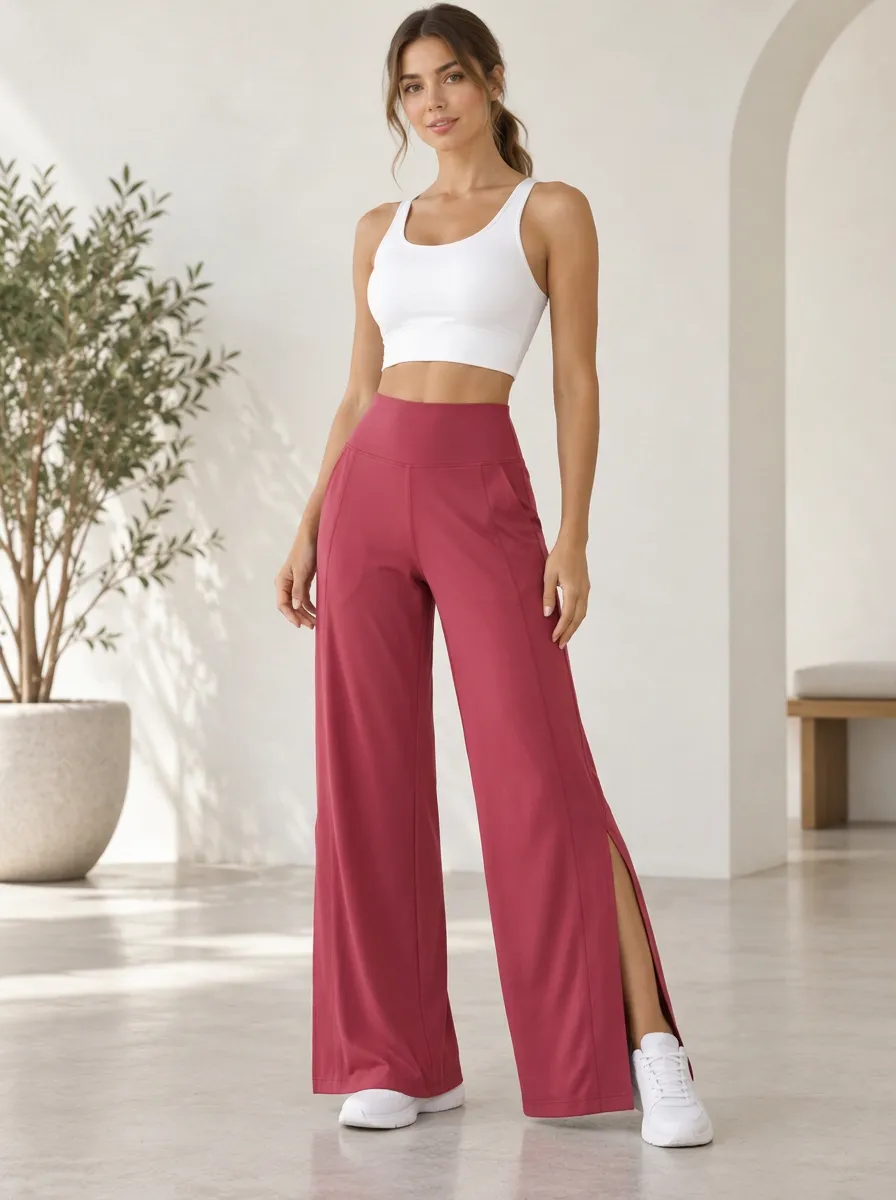 Women's Effortless Motion Wide Leg Side Slit Active Pants
