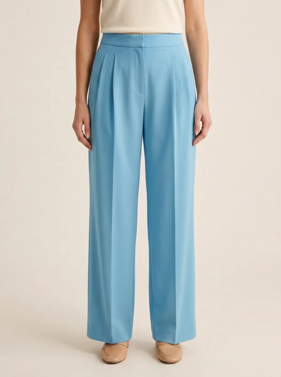 Everyday Practical Pleated High Rise Wide Leg Trousers