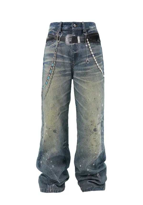 Dimensional Chain Print Jeans