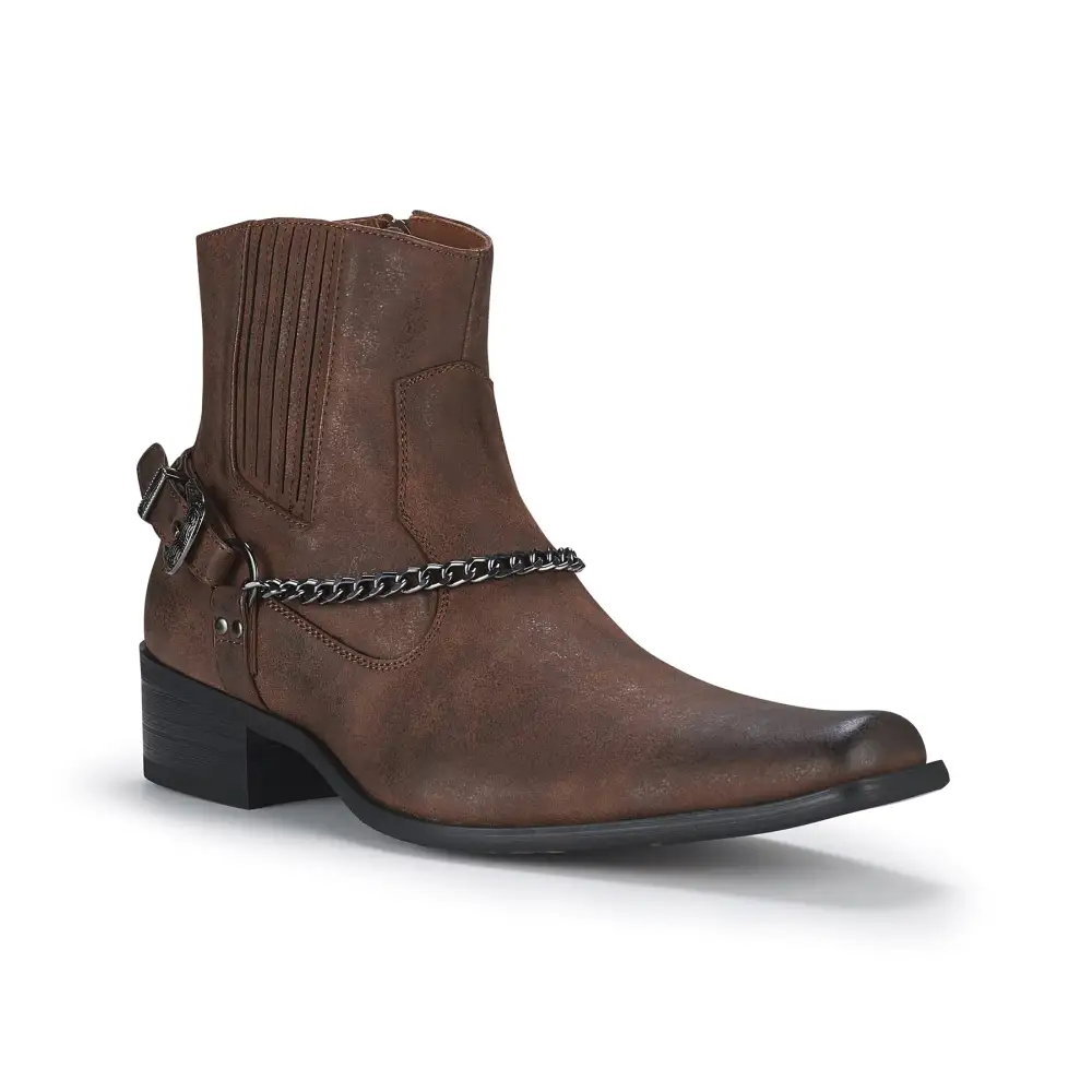 Suede Faux-Leather Pointed-Toe Chelsea Boots