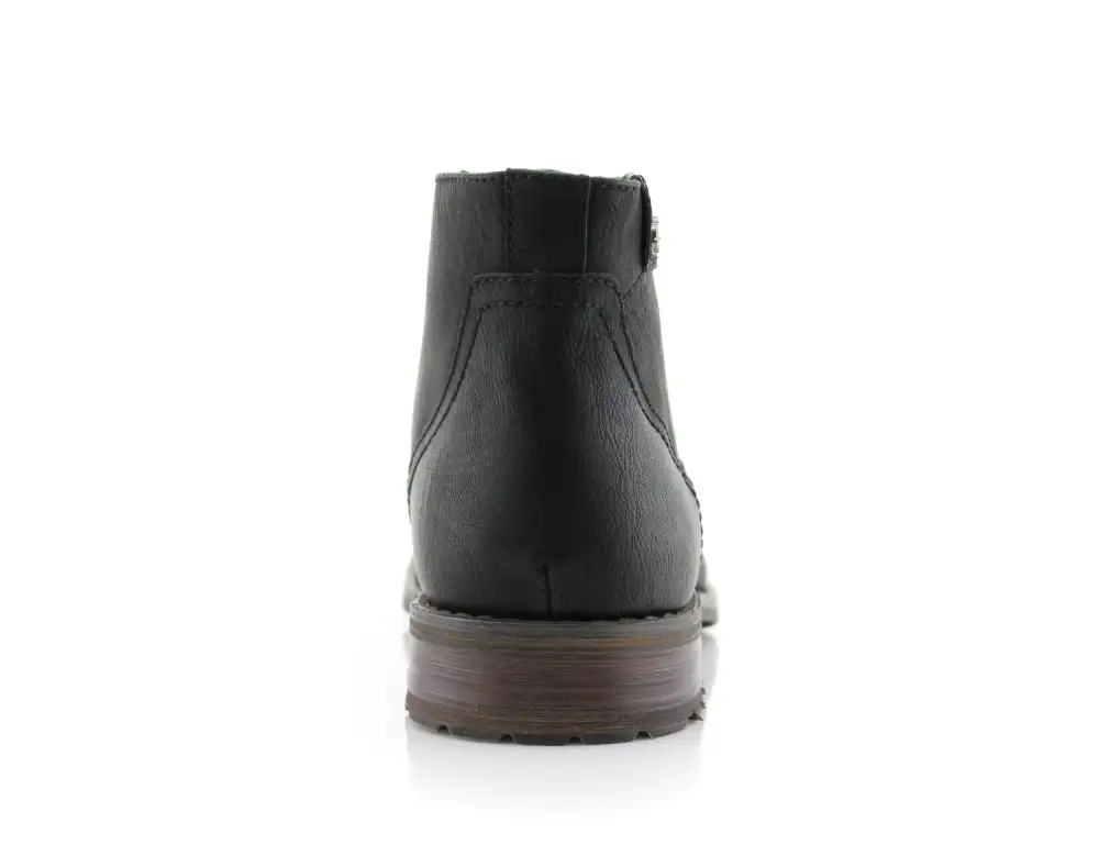Classic Faux-Leather Burnished Lace-Up Combat Boots