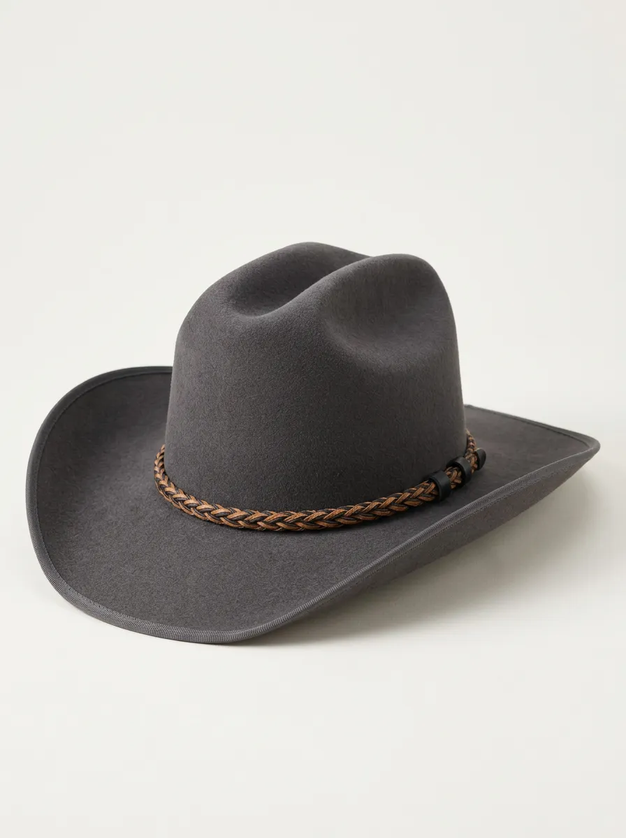 Heritage Style Grey Cowboy Hat with Braided Band